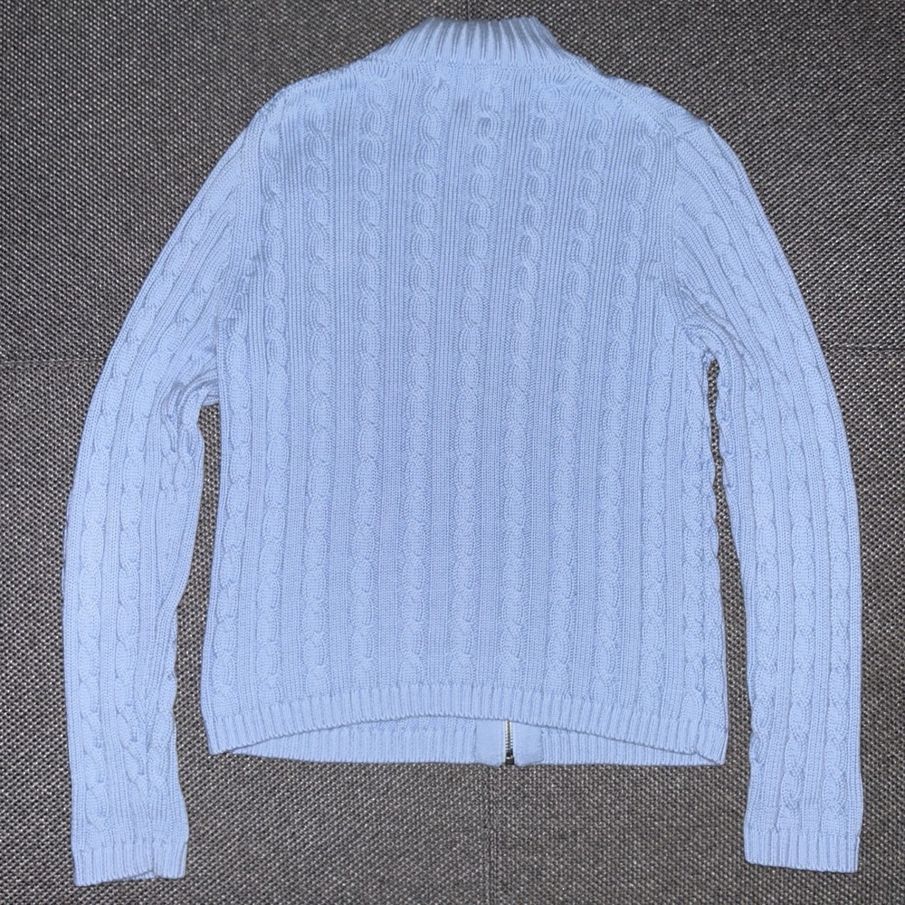 L.L. Bean Women's Light Blue Cable Knit Full Zip Sweater Size XS Vintage 90s VTG - Picture 7 of 7